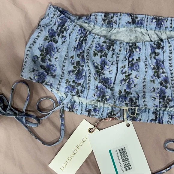 LoveShackFancy Floral Blue Ruffle Top XS NWT - Picture 6 of 6